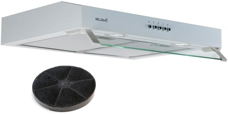 Okap kuchenny BELDEKO, 60 cm, 100 W – 63 dB, Biały, metal, oświetlenie LED – m3 / h, 210 m3 / h