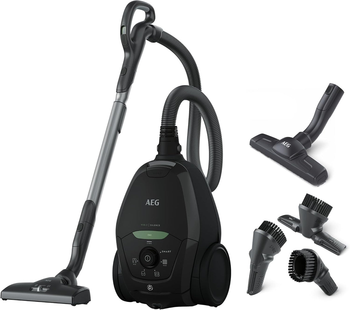 AEG Odkurzacz, VX82 – 57 dB, 600 W, 12 m, Czarny – VX82 serii VX82 VX82-1-ÖKO Bardzo cichy tylko 57 DB, trwały wybór