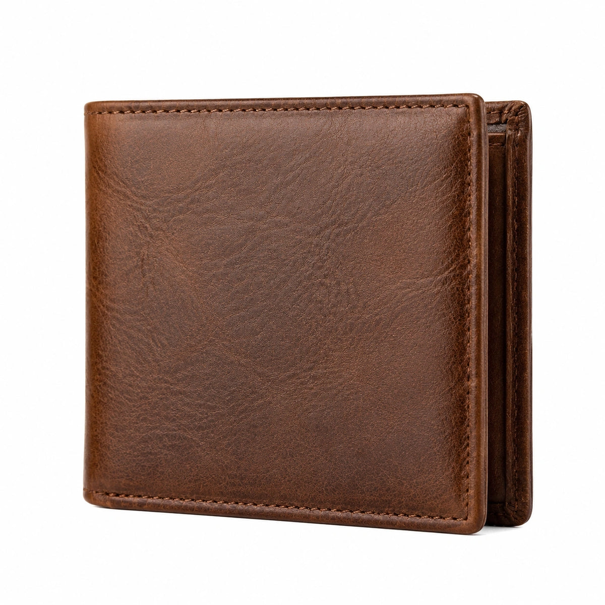 Cartera plegable 12 x 9.5 cm de material sintético marrón estilo clásico
