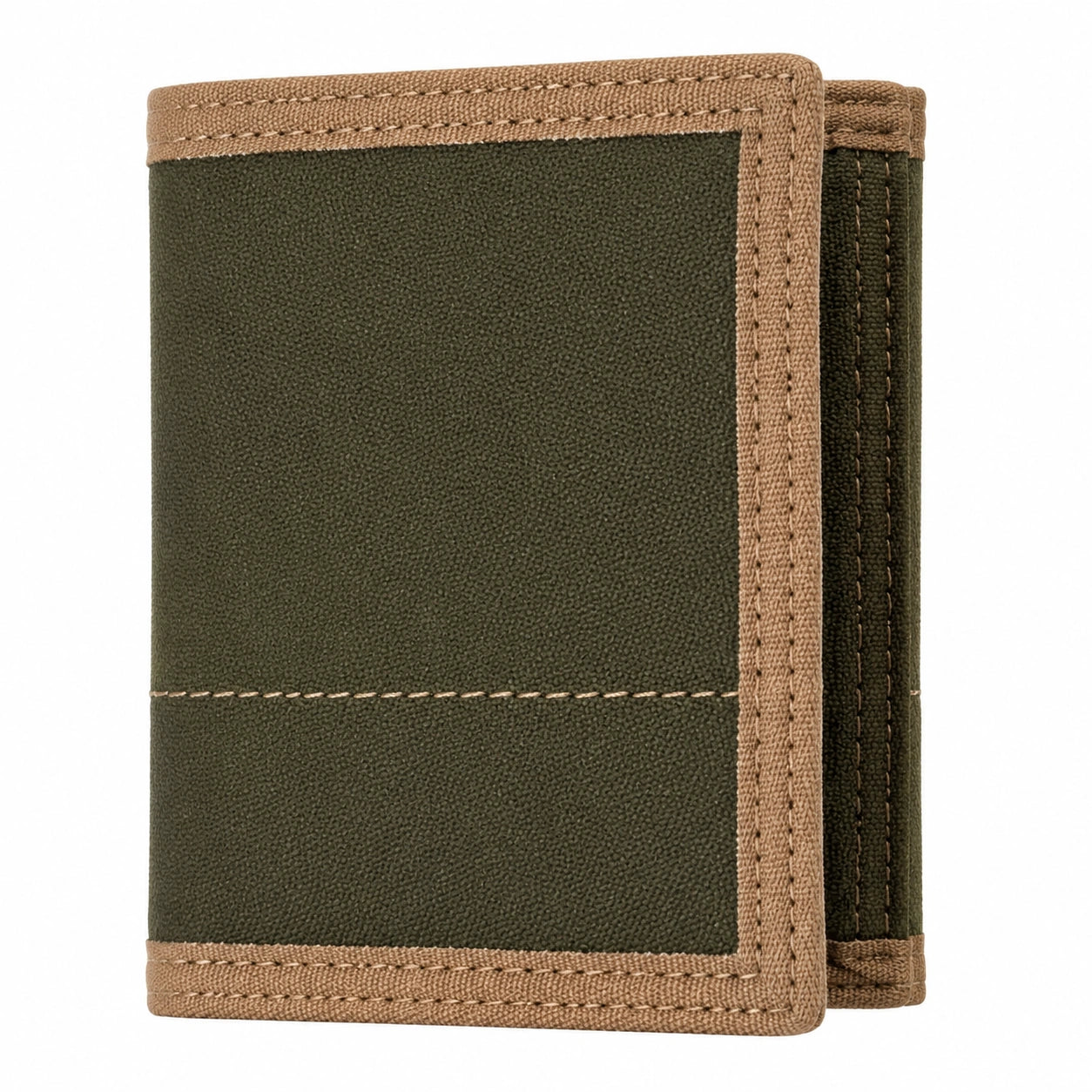 Cartera billetera plegable 12 x 9.5 x 2 cm de tejido verde oliva y caqui para uso diario