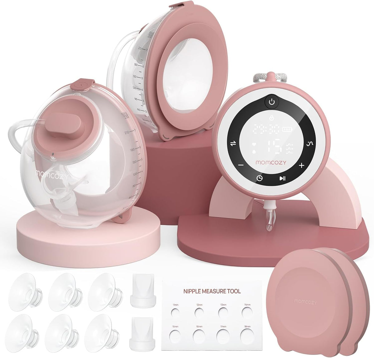 momcozy Laktatory, 230 mL – Czarny, Pompa do mleka 300mmHg, pompa do karmienia piersią, tłumik – kolektory miarowe 230 mL, elektryczne głośniki głośne