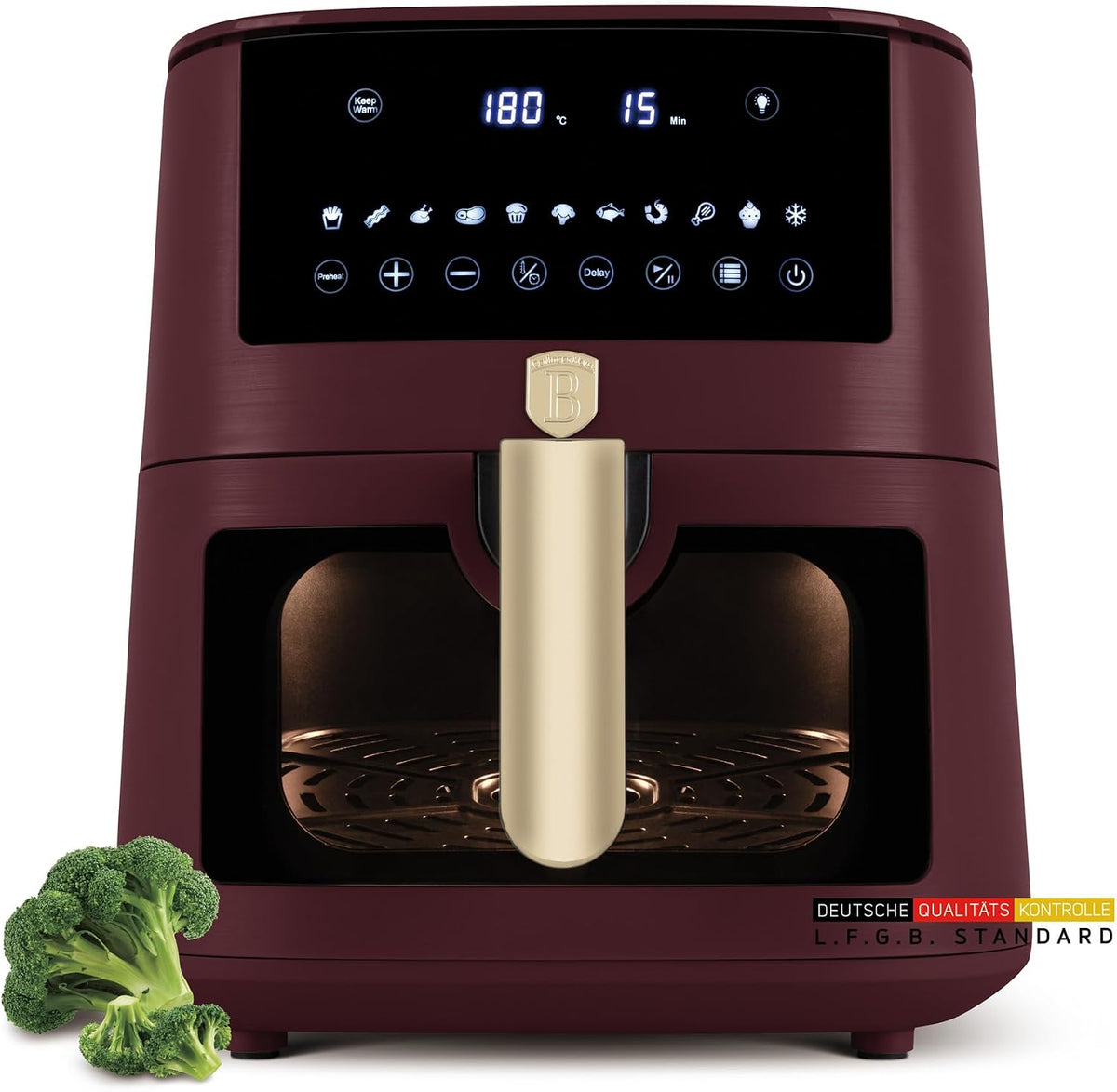 Frytkownica beztłuszczowa Berlinger Haus, air fryer – 8 l, 240 V, 1650 W, Czarny – oświetlenie LED, ekran dotykowy