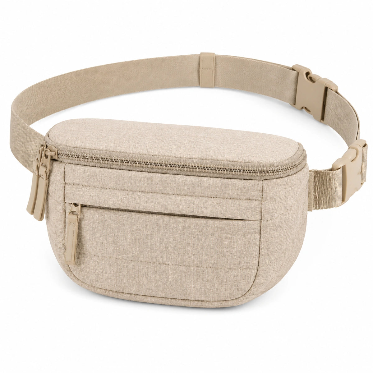 Riñonera 24 x 6 x 14 cm de tela beige con correa ajustable