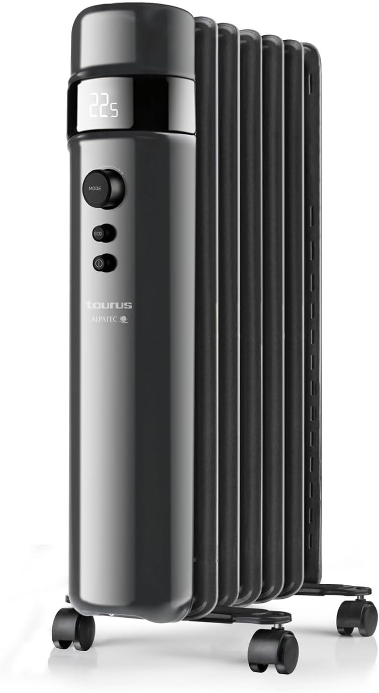 TAURUS Grzejnik elektryczny, 1500 W – Czarny, Radiatory elektryczne, licznik czasowy, regulowany termostat – 3 poziomów mocy