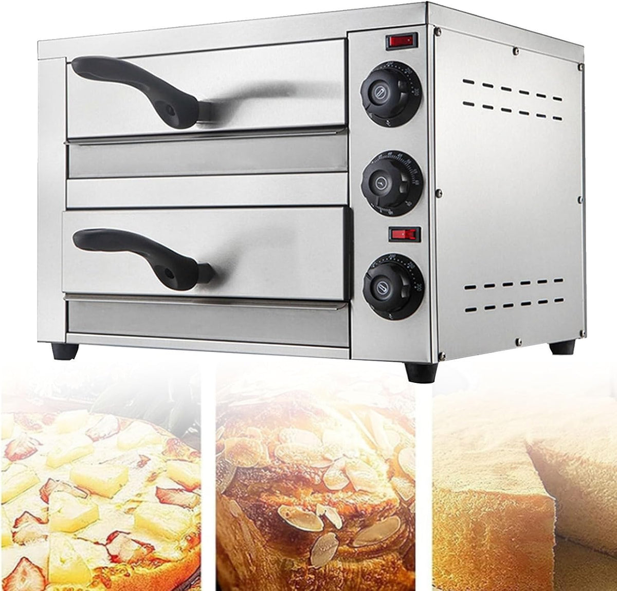 Mini piekarnik XSDAJSD – 16 cali, 2460 W, Czarny / Srebrny, stal nierdzewna – piec do pizzy, Elektryczny do pizzy, profesjonalny, restauracja