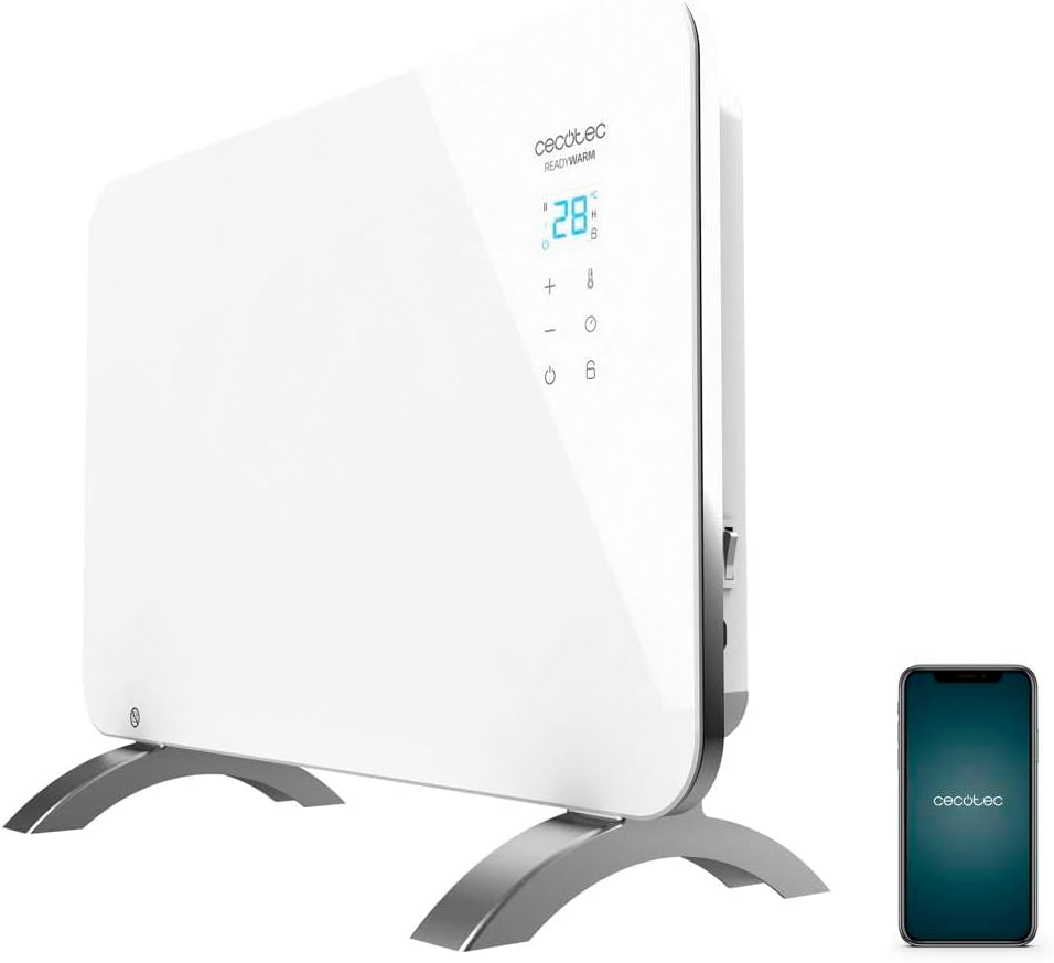 Cecotec Grzejnik elektryczny, IP24 – 1000 W, Przezroczysty, Wi-Fi, minutnik – WiFi sterowanie, Przenośnik szkła gotowy 6650 Kryształowe połączenie