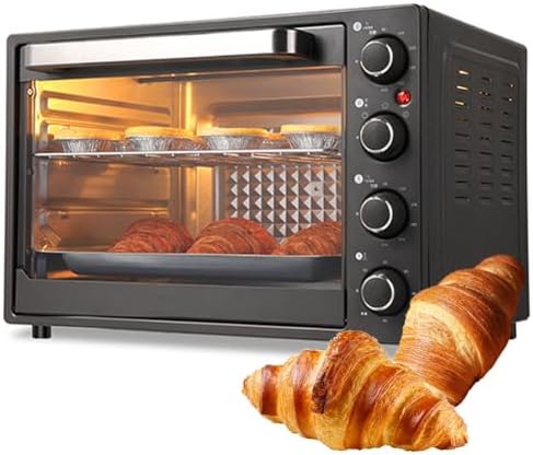 MJMLUCK Grill, 1500 W – 359 x 290 mm, 40 l, Czarny / Srebrny, mini piekarnik – Elektryczny do pizzy, 90 do 230°C, licznik czasu, profesjonalny