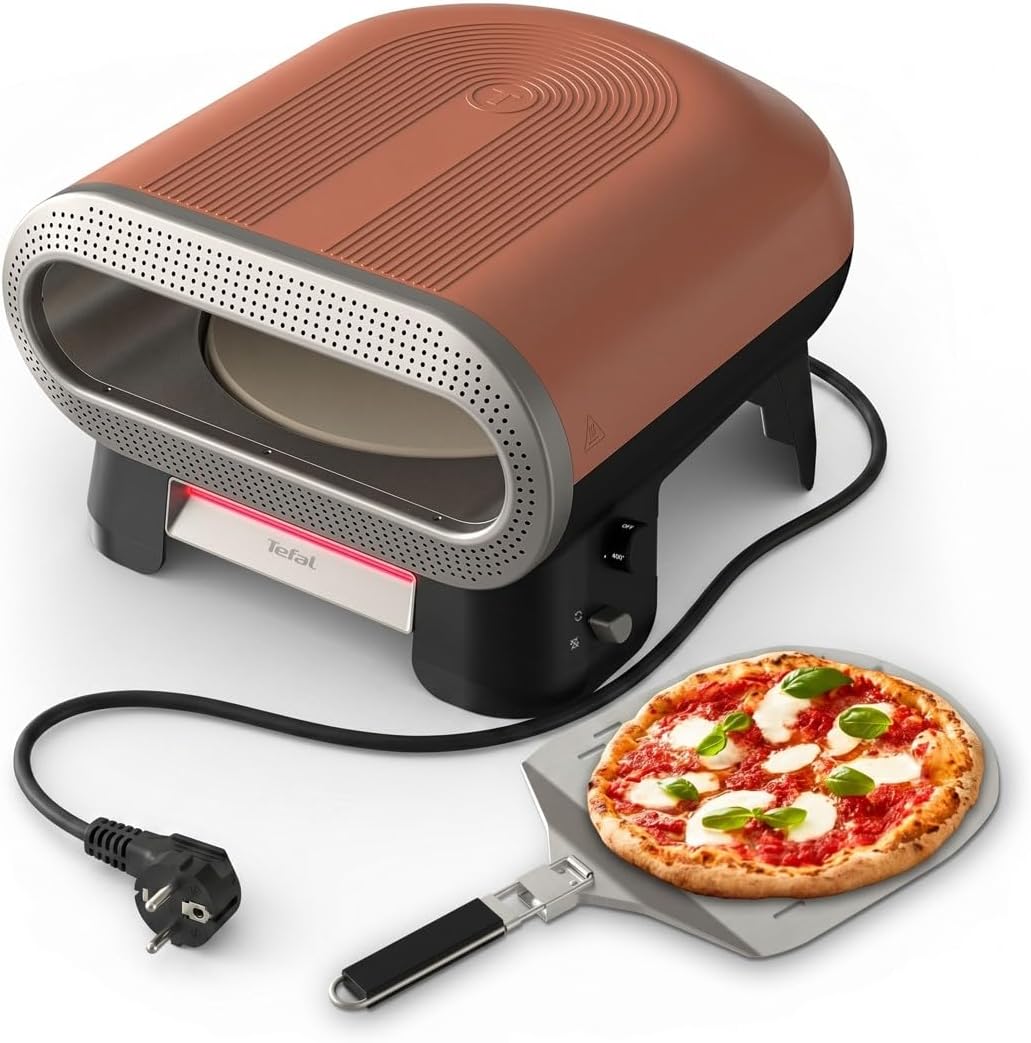 Tefal Piec do pizzy, 30 cm, 2600 W – Czarny / Srebrny, składana konstrukcja, Piec elektryczny Pizza, na zewnątrz – ciasto