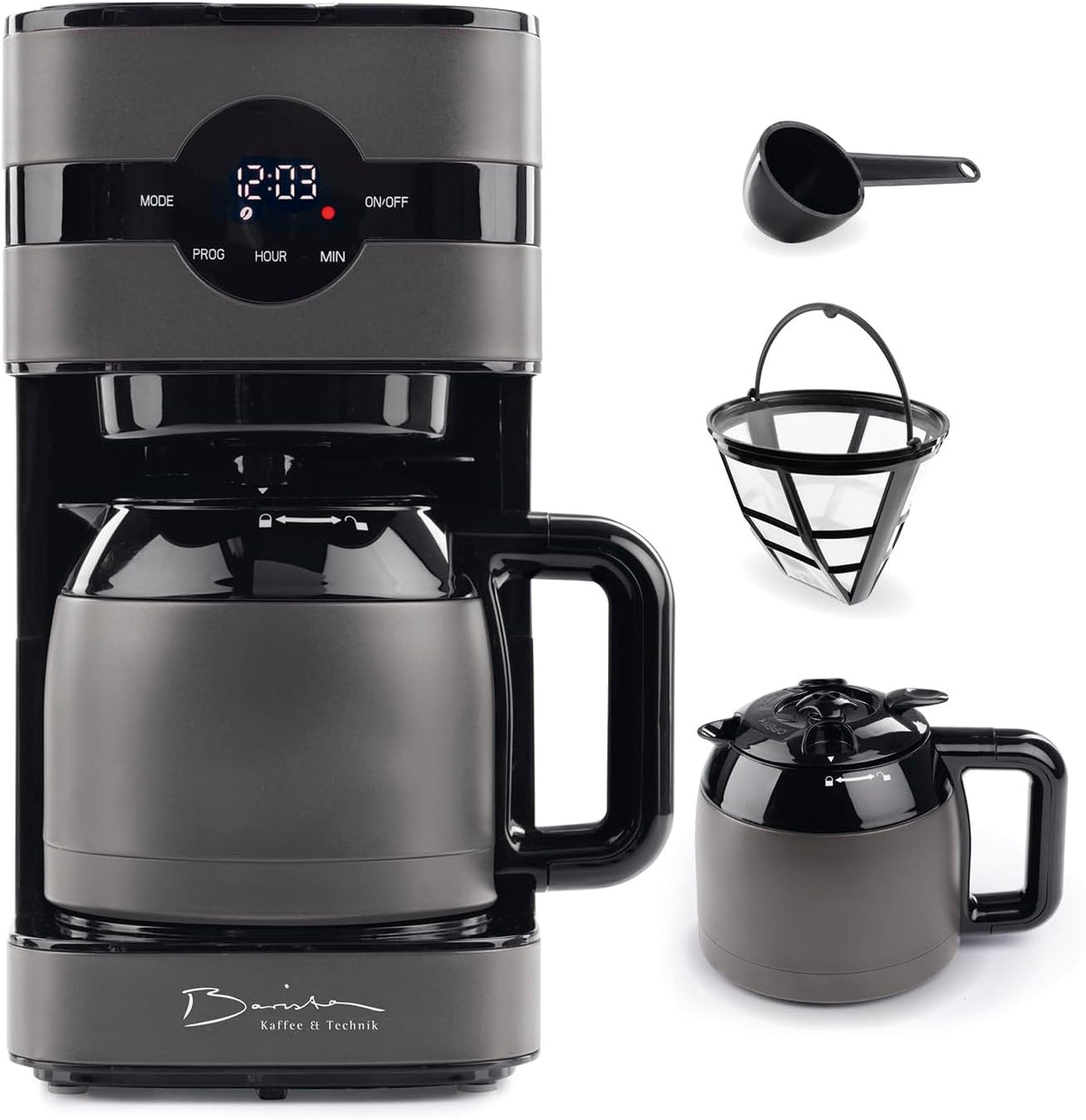 Ekspres do kawy Barista Kaffee & Technik, 25 l, 900 W – Czarny, Elektryczny, dotyk, licznik – dla 8 kubków