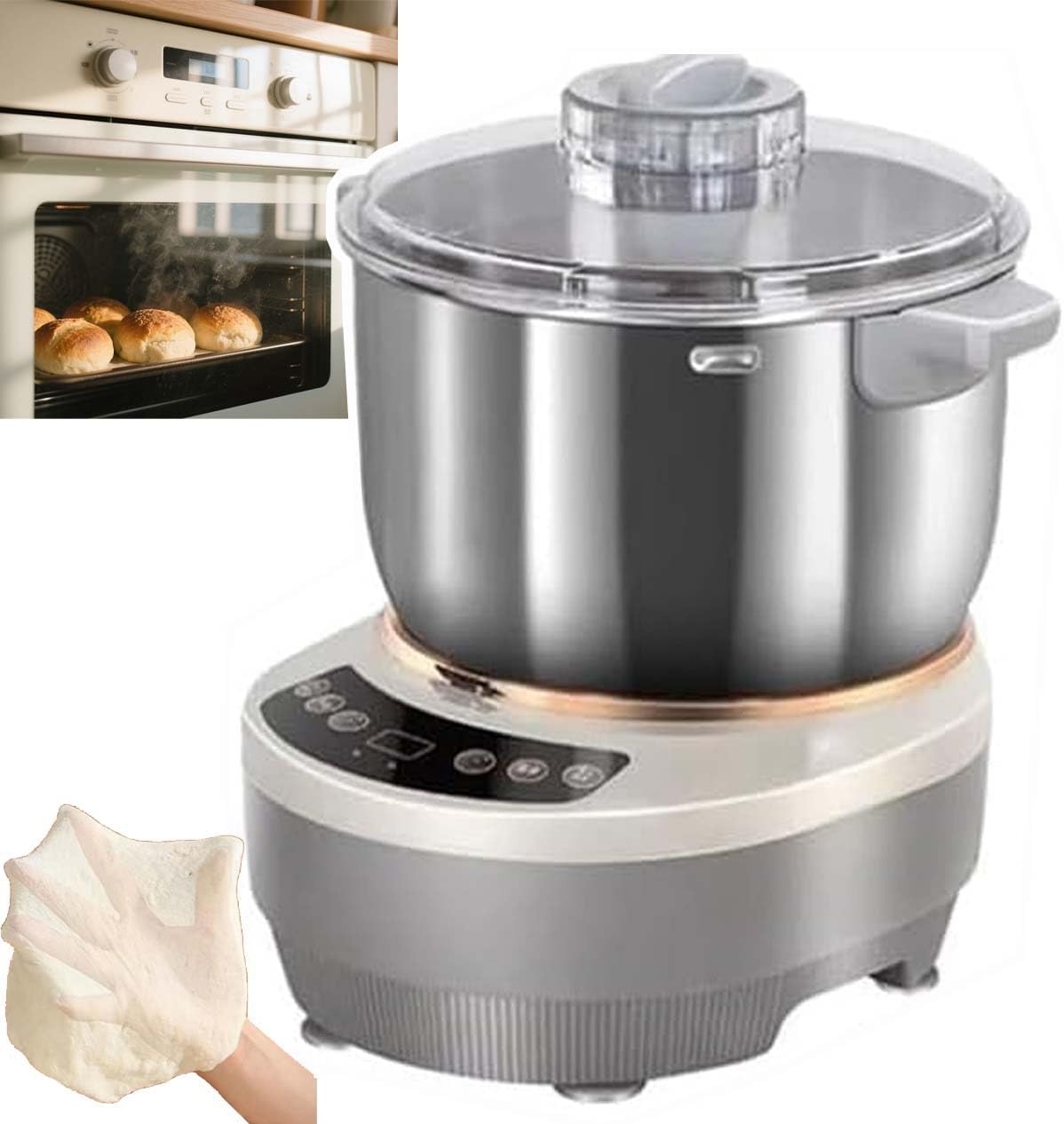 Maszynki do makaronu zhenmaster – 5 l, 200 W, 29 × 24 × 27 cm, Srebrny – stal nierdzewna, maszynka do makaronu, Silnik 5 l / 7 l, pizza