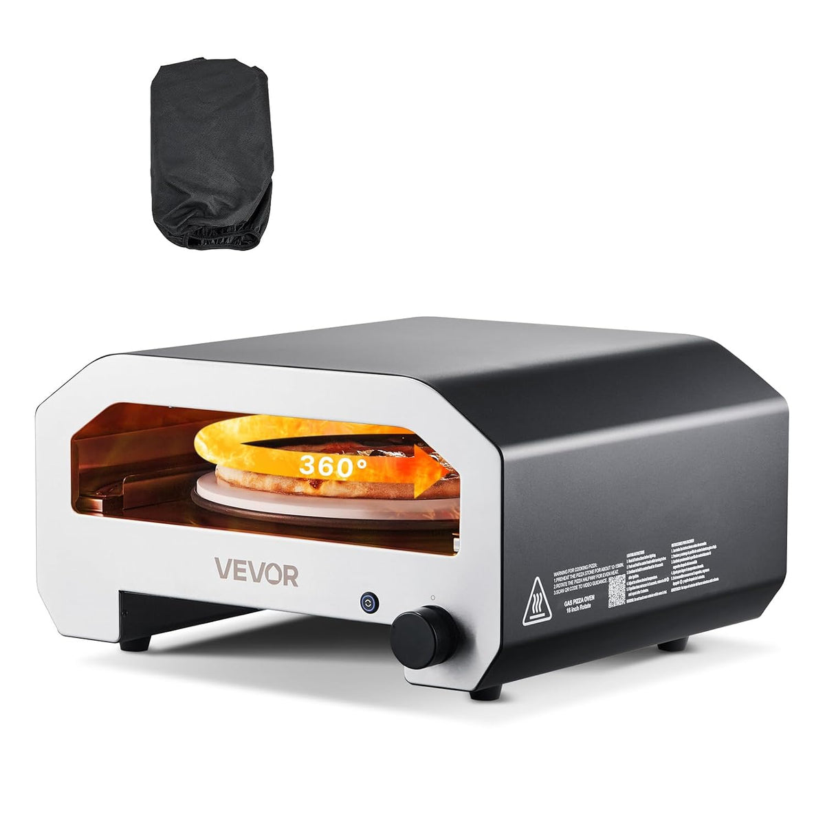 VEVOR Piec do pizzy, 603 x 593 x 324 mm – 22.50 kg, Czarny / Srebrny, piekarnik elektryczny Pizza, przenośny – na zewnątrz, kemping