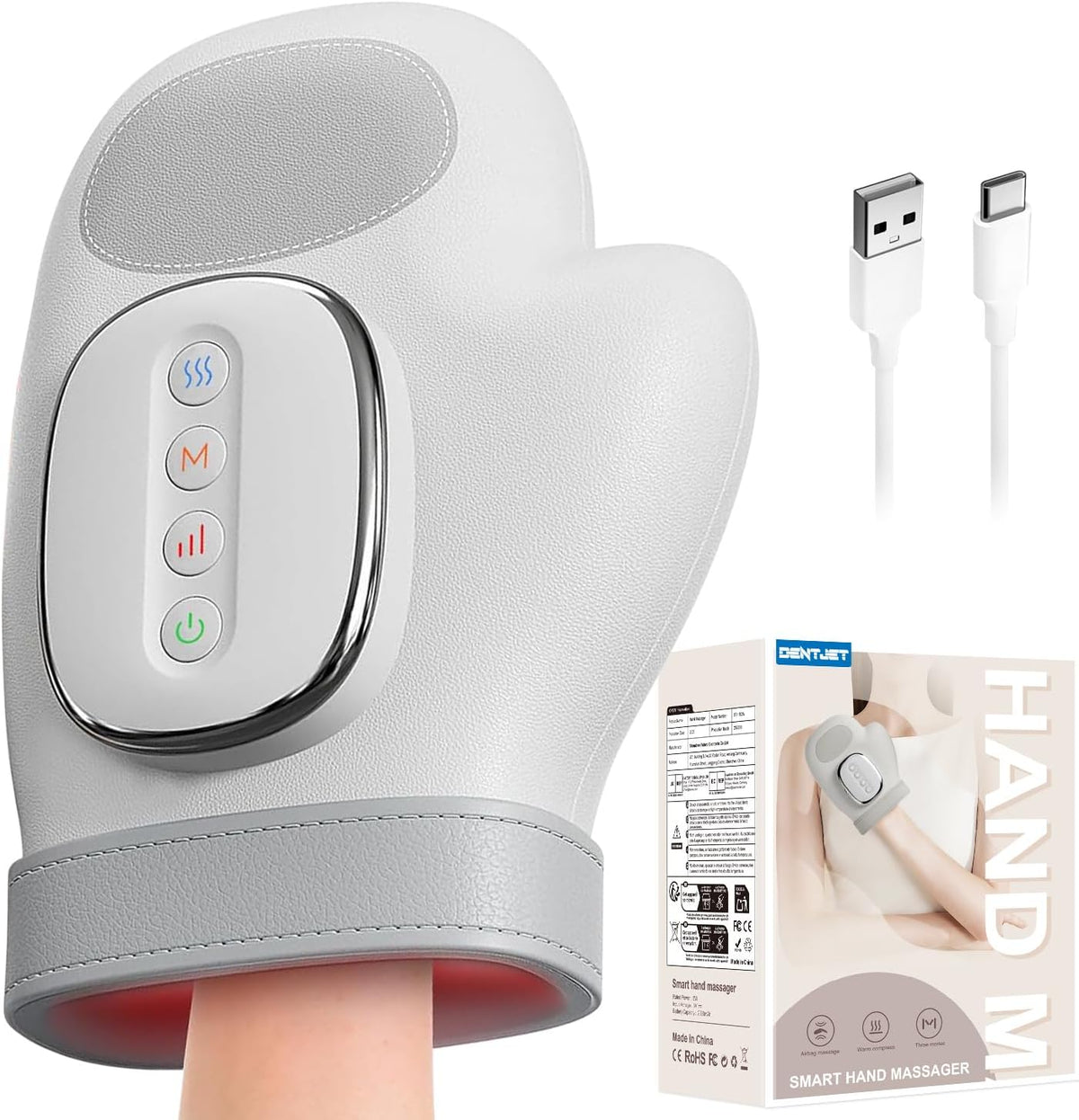 Masażer elektryczny DentJet – 19 x 24,5 x 10 cm, 685 g, 5 V, Czarny – elektryczne urządzenie do masażu rąk, Masażer, funkcja ogrzewania