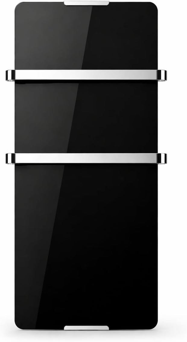 Grzejnik elektryczny Chemin'Arte, IP24, 90x6x46 cm – 600 W, Czarny / Srebrny, stal nierdzewna, IP24- 90x6x46 – czarny