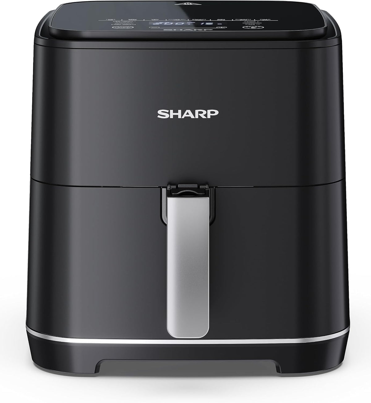 Frytkownica beztłuszczowa Sharp – air fryer, 5 l, 1650 W, Czarny – Ostry fryter powietrza, 8 programów