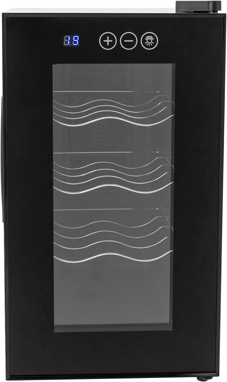 vinnyooc Chłodziarka do wina, 46.5 cm, 220 V – Czarny, oświetlenie LED, Piwnica elektryczna
