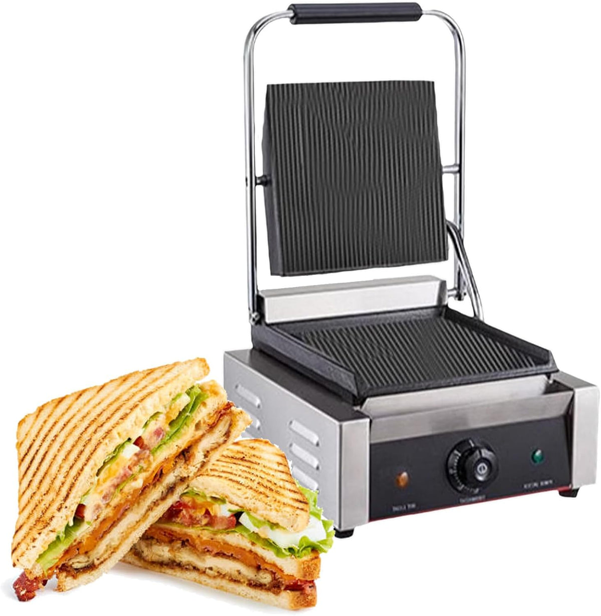 Płyta grzewcza TBANVOO, 220 V, 240 x 230 mm – Srebrny, stal nierdzewna, oświetlenie LED, funkcja grilla – plener, grill, kemping