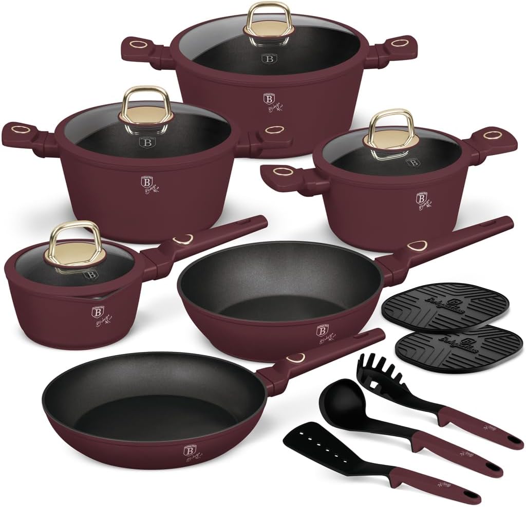 Zestaw garnków i patelni Berlinger Haus, 24 cm, 2.3 l – Czarny, aluminium, Naczynie do gotowania, powłoka nienakładająca się na patyczek – bez PFOA