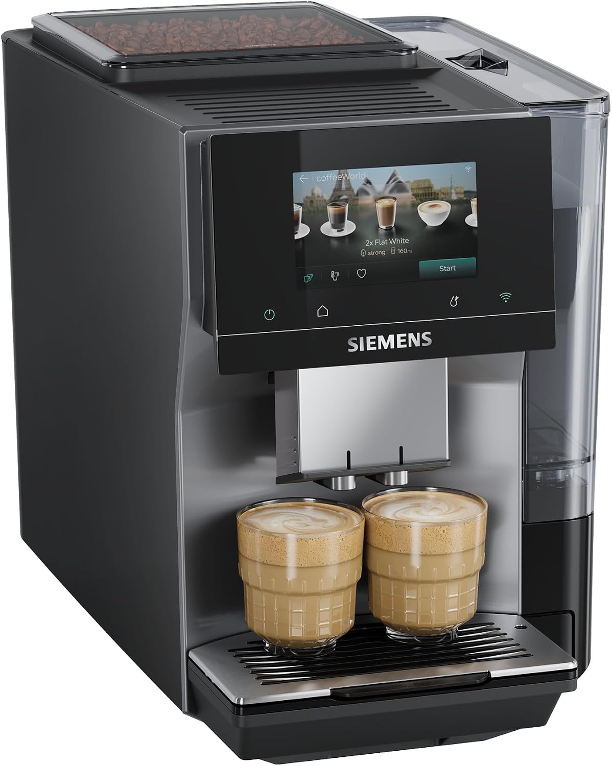 SIEMENS Ekspres do kawy, EQ700, 5 cali, 20 W – Czarny/Srebrny, automatyczny, EQ700 iAroma, wyświetlacz dotykowy – Cold Brew i Slow Brew