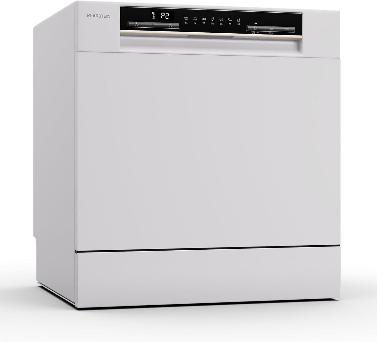 Klarstein Zmywarka, 55 x 59 x 50 cm – 47 dB, 27 kg, Biały, Mini do naczyń na 8 nakryć naczyń – cicha, mała do naczyń, z 7 programami zmywania, do domu