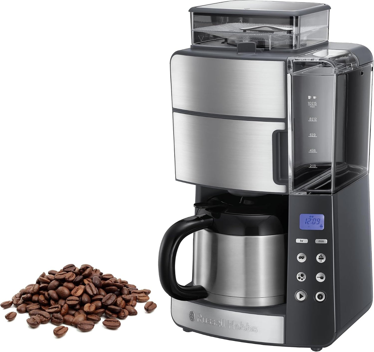 Russell Hobbs Ekspres do kawy – 1000 W, Czarny / Srebrny, elektryczny, 25620- 56 Grind and Brew