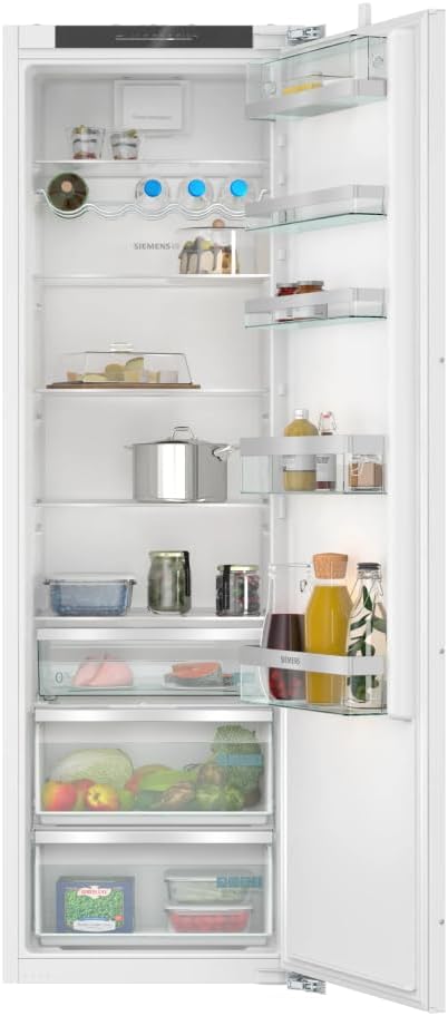 SIEMENS Minilodówka, mała lodówka, KI81RADD0, 5 x 56 cm – 310 l, 34 dB, Biały, oświetlenie LED – iQ500 KI81RADD0 Lodówka, do zabudowy, ciche