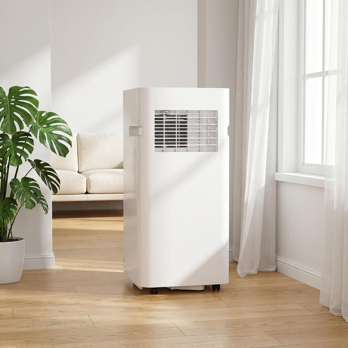 HUANQIN Klimatyzator przenośny, klimatyzator mobilny, 10000 BTU – 28 m, Czarny, Klimatyzator 24H, zegar – cichy, Pokrywa 28 m2, Cichy osuszacz