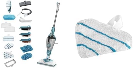 Zamiatanie parą BLACK+DECKER, 1600 W, 500 ml – 7 m, Czarny, 2 w 1, duży zbiornik – Czas ogrzewania 13.87 s, Brom parowy z myjnią ręczną