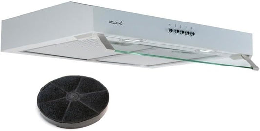 Okap kuchenny BELDEKO, 60 cm, 100 W – 63 dB, Biały, metal, oświetlenie LED – m3 / h, 210 m3 / h