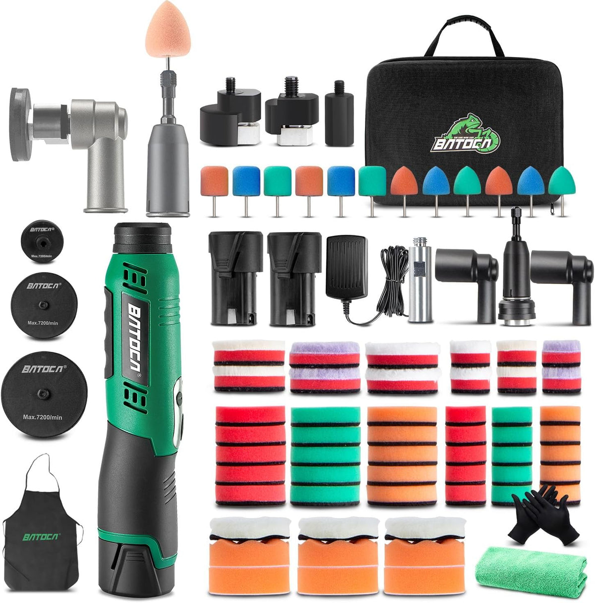 Polimery BATOCA, 25 mm, 12 V, 5000 obr./min – Czarny, praca bezprzewodowa, Polerka 25 mm / 50 mm / 75 mm, polerka elektryczna – 50 mm, 75 mm