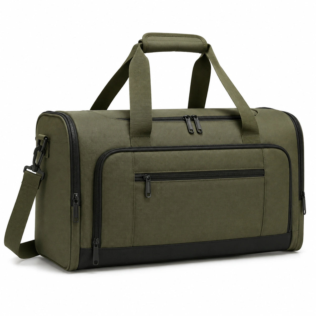 Bolsa de viaje 50 x 25 x 30 cm de poliéster verde oliva con compartimentos y correa ajustable