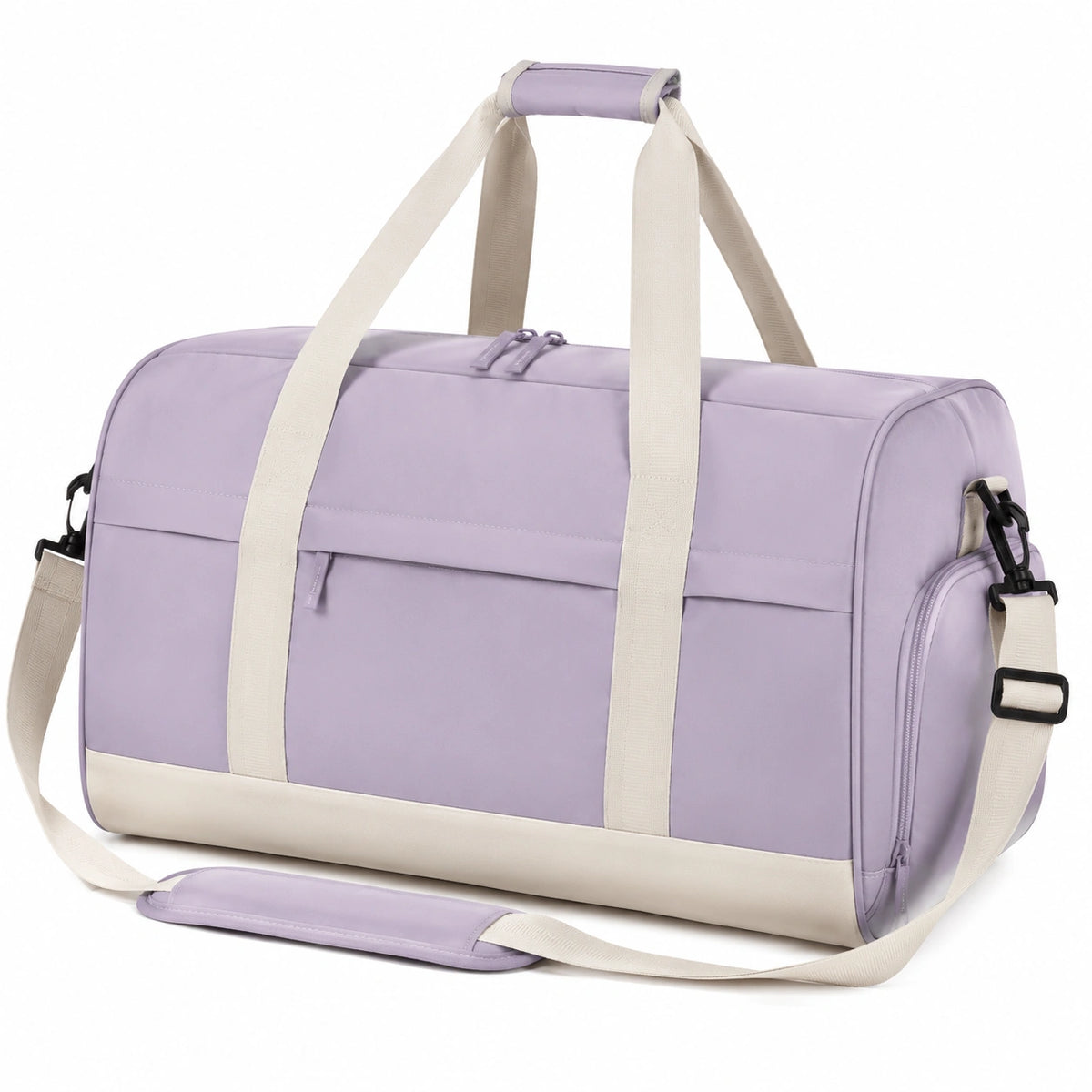Bolsa de viaje 50 x 25 x 28 cm de poliéster lila y beige con correa ajustable