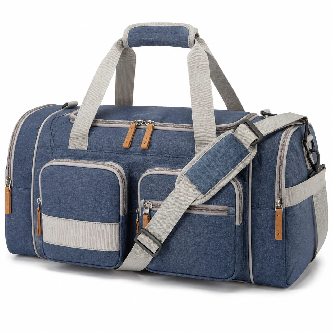 Bolsa de viaje 50 cm de tejido azul con bandolera y bolsillos