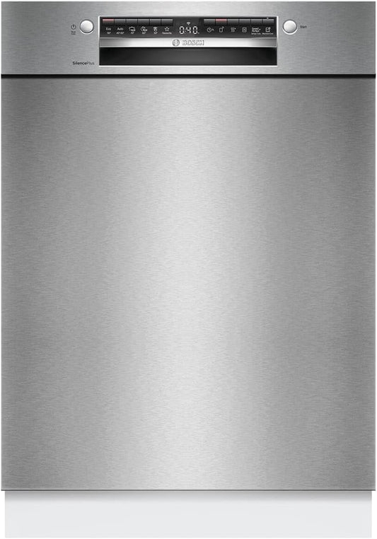 Bosch Zmywarka, SMU4ECS28E, 60 cm, 9 litrów – 42 dB, Srebrny, seria 4, inteligentna do naczyń – szuflada na sztućce, do zmywarki