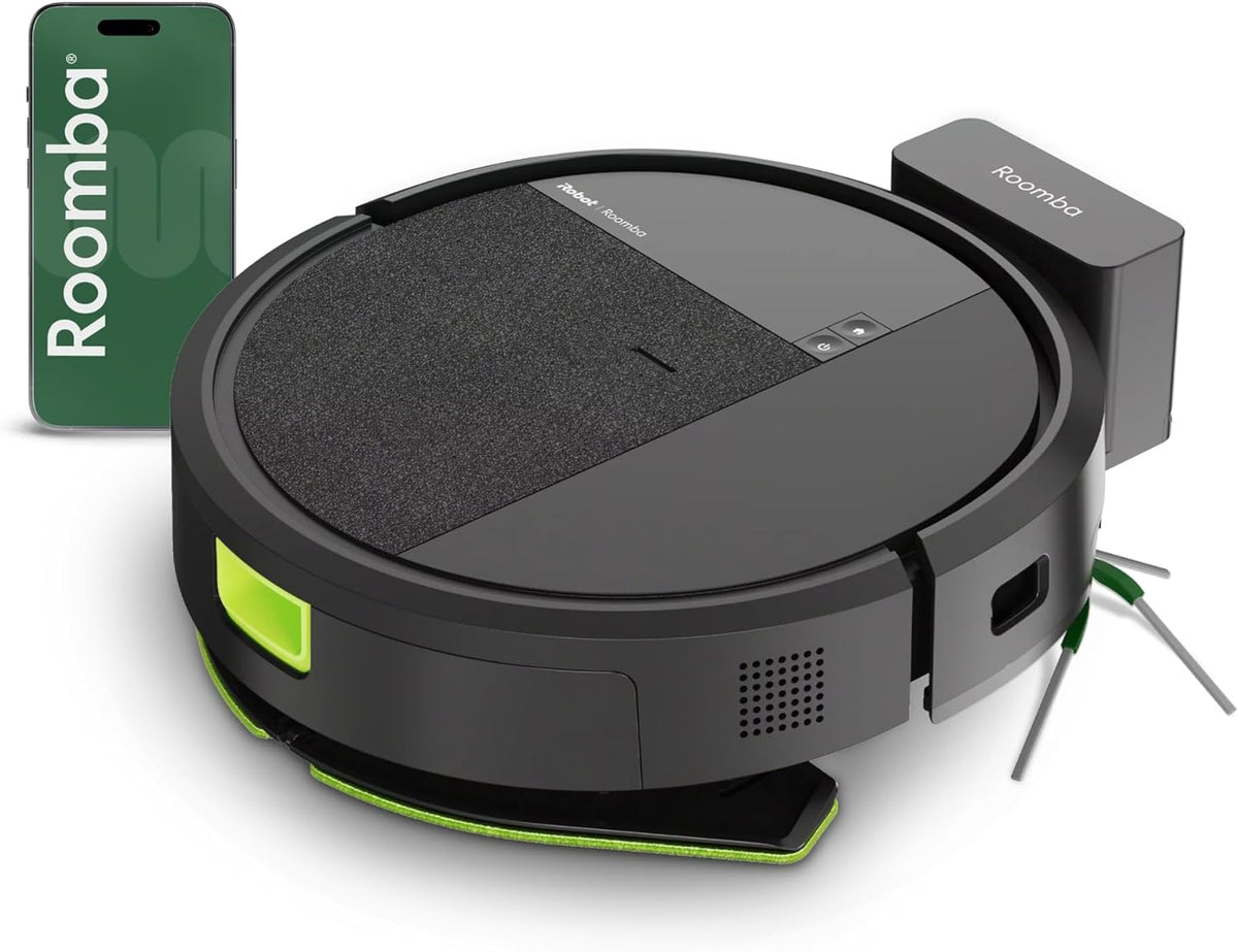 Robot sprzątający iRobot – odkurzacz automatyczny, 15 kPa, 84 m, Czarny – Wi-Fi, 2in1 robot próżniowy, Roomba 115 Combo, moc ssania 15KPa 2en1