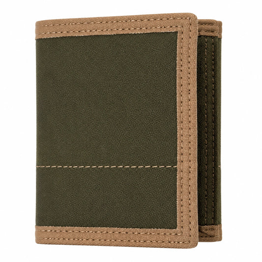 Cartera billetera plegable 12 x 9.5 x 2 cm de tejido verde oliva y caqui para uso diario