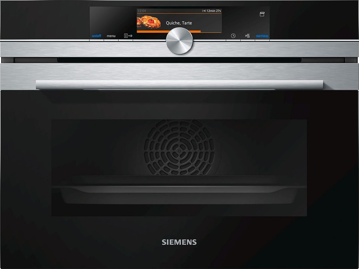 SIEMENS Piekarnik do zabudowy, 47 l, 3300 W, 240 V – Srebrny, stal nierdzewna, cs658grs6 Piekarnik elektryczny, parowy – funkcja parowa