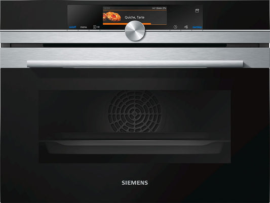 SIEMENS Piekarnik do zabudowy, 47 l, 3300 W, 240 V – Srebrny, stal nierdzewna, cs658grs6 Piekarnik elektryczny, parowy – funkcja parowa
