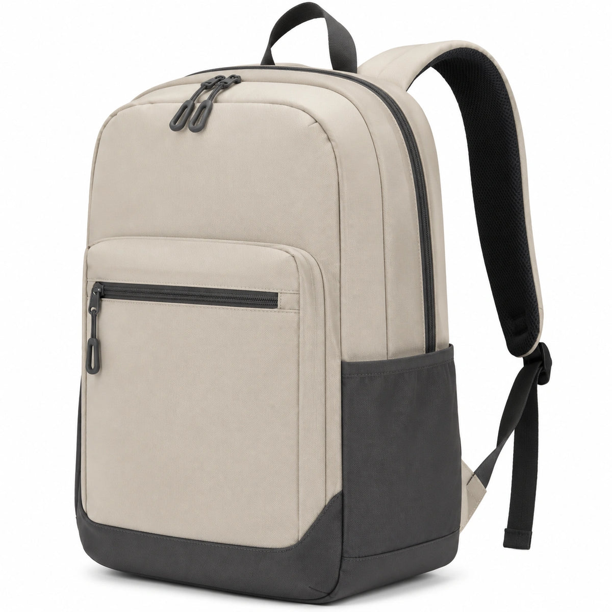 Mochila 30 x 18 x 45 cm de poliéster beige y negro para uso diario con compartimentos