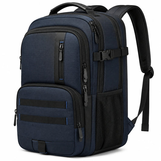 Mochila para portátil 48 x 32 x 20 cm de poliéster azul marino y negro con múltiples compartimentos