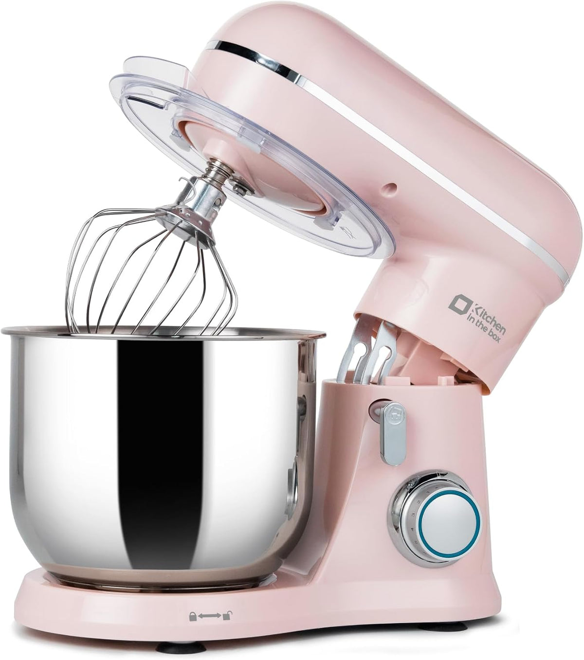 Mikser Kitchen in the box, 5 l, 2.9 kg – Srebrny / Różowy, stal nierdzewna, planetarny, Akcesoria do urządzeń – Robot, Ciasto