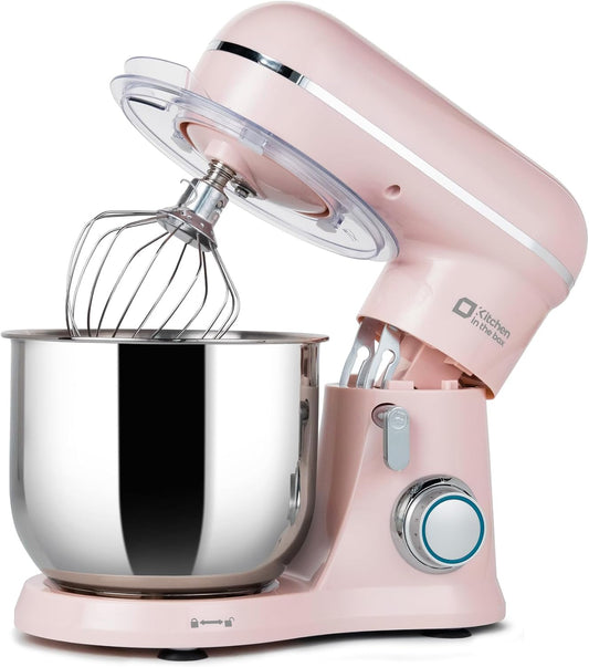Mikser Kitchen in the box, 5 l, 2.9 kg – Srebrny / Różowy, stal nierdzewna, planetarny, Akcesoria do urządzeń – Robot, Ciasto