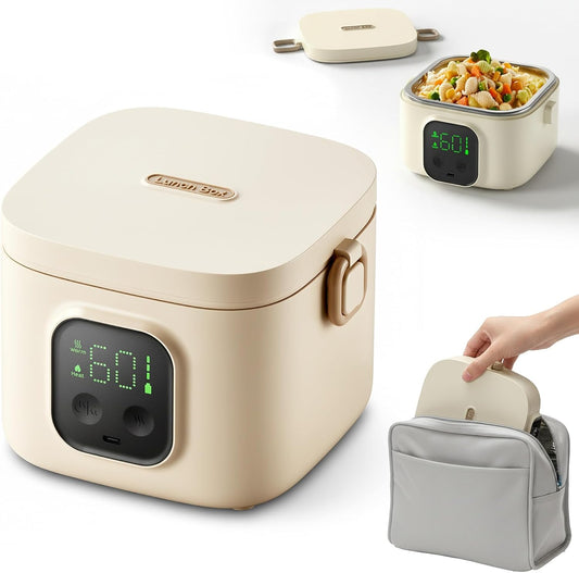 Pudełka na lunch VexNook – 800 ml, Szary, praca bezprzewodowa, Elektryczna grzejnik – przenośny w domu, 14 000 mAh, 20 do 80 min