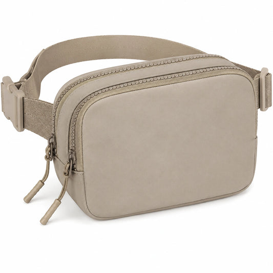 Riñonera 20 x 6 x 14 cm de poliéster beige para uso diario - diseño compacto