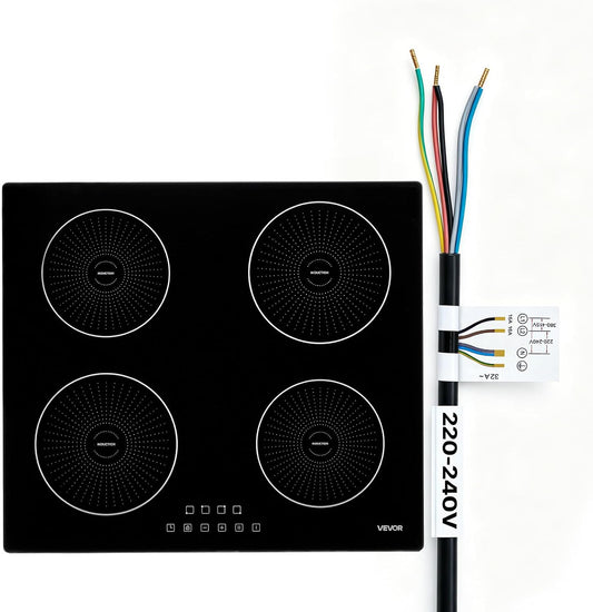 VEVOR Płyta indukcyjna, kuchenka indukcyjna, 59 cm, 7000 W – Czarny, automatyczne wyłączanie, płyta grzewcza, 4 pola grzewcze