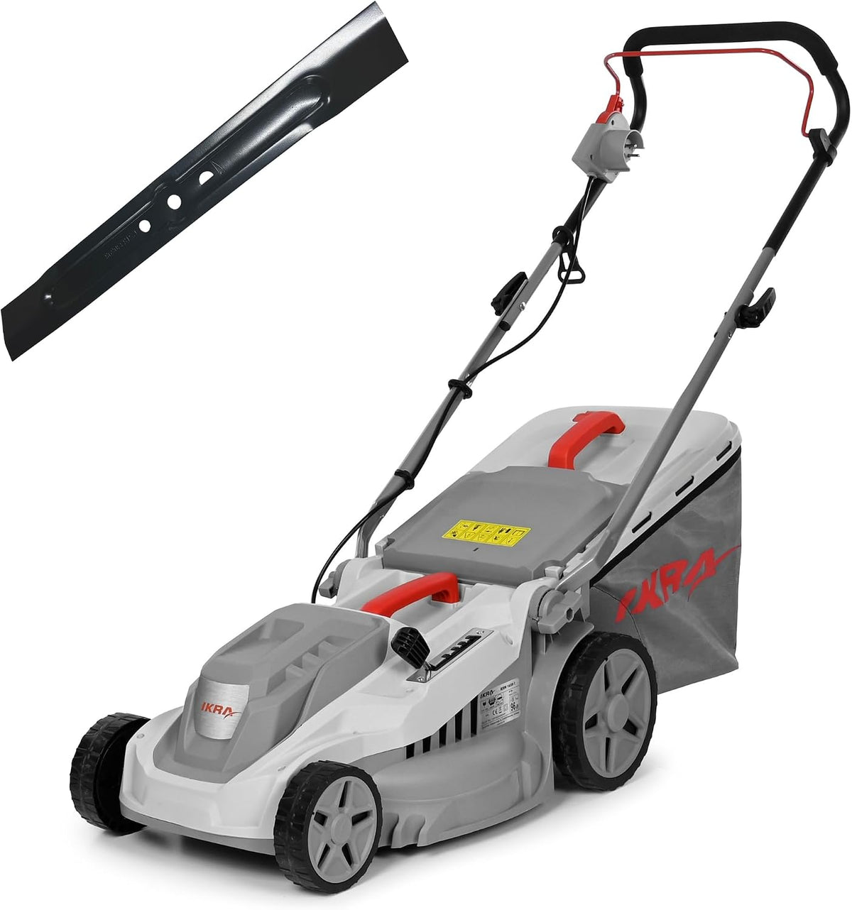 Kosiarki rotacyjne IKRA, 1600 W, 75 mm – 42 l, Szary/Czerwony/Czarny, metal, składana konstrukcja – kosiarka elektryczna IERM 1638, 1600W