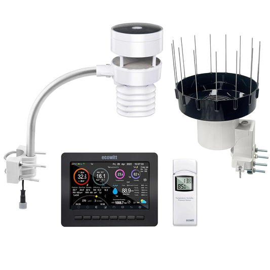 ECOWITT, HP2553H, 200 m – 5 V, Czarny, Wi-Fi, praca bezprzewodowa – TFT 7 HP2553H Stacja, czujnik, bezprzewodowa stacja meteorologiczna