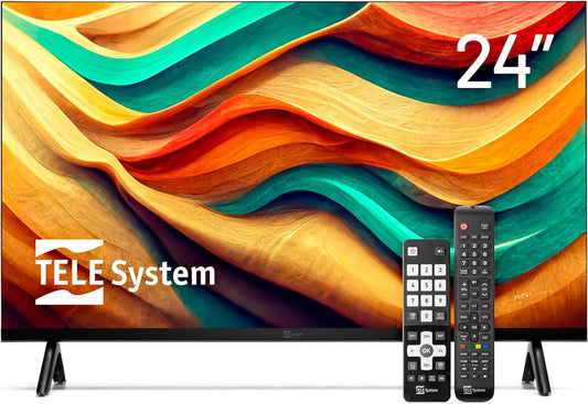Telewizor Smart TV TELE System – TS24LS15, 24 cali, Czarny, oświetlenie LED – USB, pilot zdalnego sterowania, Smart TV, TELE TS24LS15 – DVB- T2