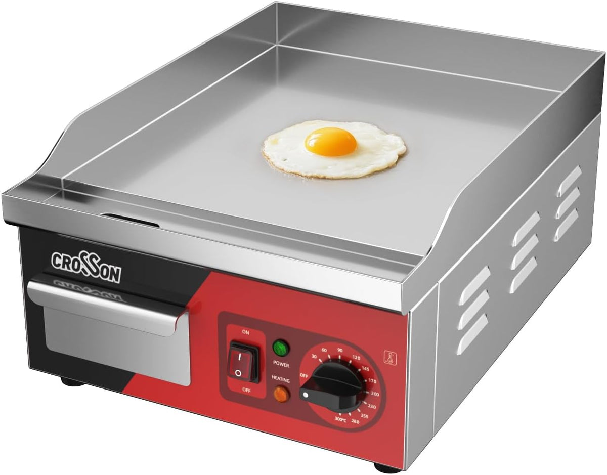crosson Plancha, 230 V, 2000 W – 40 CM, Czarny, funkcja grilla, Płyty blachy stalowej z blachy stalowej o grubości 230 V / 2000 W – 36 * 40 CM płaska