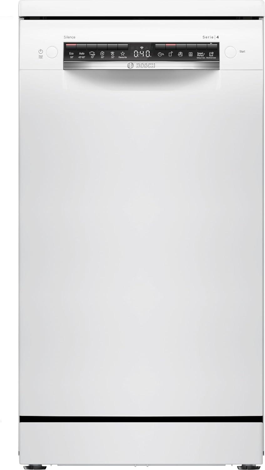 Bosch Zmywarka, SPS4EMW61E, 45 cm, 45 dB – Biały, wolnostojąca, Strona główna Connect, szczupły format – cichy