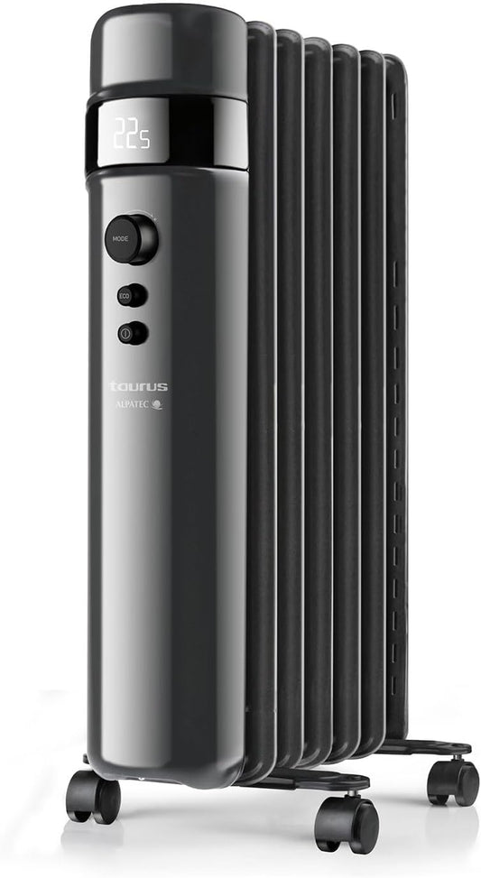 TAURUS Grzejnik elektryczny, 1500 W – Czarny, Radiatory elektryczne, licznik czasowy, regulowany termostat – 3 poziomów mocy